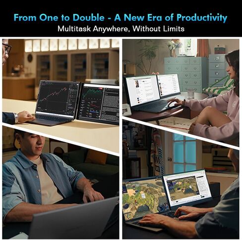 Blackview DCM8 Laptop Screen Extender 15.6" Portable Monitor 1920x1200 IPS FHD, Ultra-Slim Travel Dual Monitor for 13-17.3" Laptops, USB-C Plug & Play External Display for Windows/Mac/Android/Switch in Saudi Arabia
