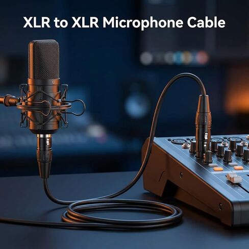 XLR to XLR Microphone Cable 6.6ft, 3-Pin Balanced XLR Male to Female Cable for Recording, Audio Interface, Mixer, Studio and Live Sound in Kuwait