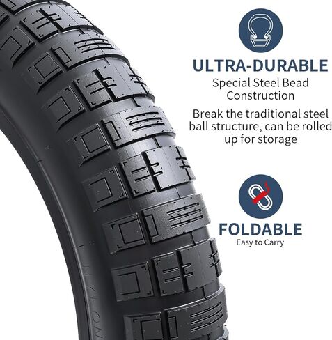 إطارات YUNSCM 2-PCS 20x4.0/100-406 Fat E-Bike متوافقة مع إطارات الدراجة الكهربائية لجميع التضاريس 20x4.0 (Y-1293) in Kuwait