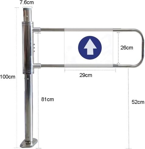 بوابة أمان معدنية للمدخل شديدة التحمل، باب متأرجح يغلق تلقائيًا للسوبر ماركت والمستودعات، تحكم في الوصول أحادي الاتجاه، 100x100 سم، لمسة نهائية فضية على شكل حرف L، فضي l-60x100 سم in Kuwait