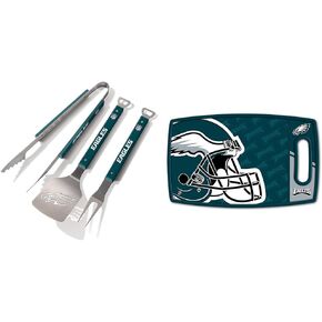 YouTheFan NFL Philadelphia Eagles Spirit Series مجموعة شواء مكونة من 3 قطع من الفولاذ المقاوم للصدأ، 22 بوصة × 9 بوصة ولوحة تقطيع من سلسلة شعار NFL Philadelphia Eagles in Kuwait