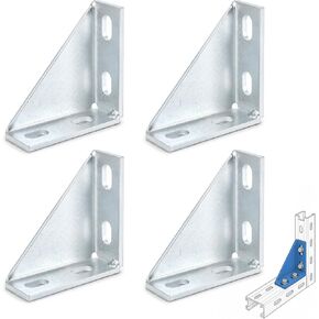 8 Pack 90 Degree Gusseted Fitting for 1-5/8" Strut Channel, Heavy Duty Galvanized Steel Corner Bracket, Reinforced 4-Hole Strut Angle Fitting for Electrical, HVAC, Pipe & Framing Support in Saudi Arabia