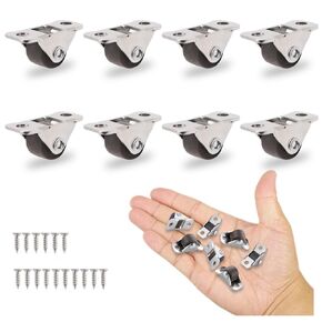 8Pcs 1/2 Inch Mini Rigid Caster Wheels Low Profile, Single Direction Tiny Wheel, Little Rubber Rolling Fixed Wheels with Steel Top Plate for Small Appliances,Furniture,DIY Project (Non Swivel) in Saudi Arabia