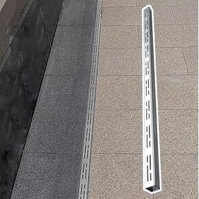 طقم شبكة تصريف قناة رفيعة من الفولاذ المقاوم للصدأ - تصريف خندق 15 × 8 سم للممرات والممرات الخرسانية - حل متين لإدارة المياه في الهواء الطلق، فضي in Kuwait