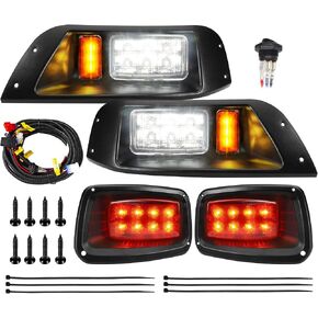 Golf Cart LED Light Kit for EZGO TXT 1996-2013, 12V Street Legal EZGO TXT Headlight and Taillight kit with Wiring Harness, High-Brightness, Black Kit in Kuwait