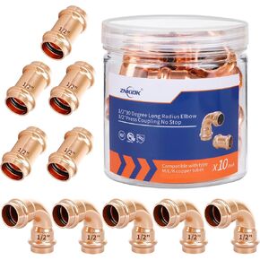 (Znkiok) 3/4" Press Fittings,5Pcs 3/4" Press Coupling No Stop And 5Pcs 3/4" Press 90 Degree Long Radius Elbow For Copper Tube Connection,Zero Lead,UPC,NSF/ANSI61. in Kuwait