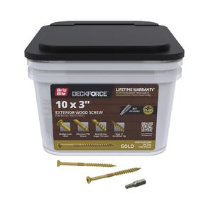 براغي خشبية خارجية من Grip-Rite DeckForce للأسطح والأسوار - مطلية بالنانو - طرف الطيار الآلي T-17 - براغي سطح ذهبية - صندوق #10 × 3-25 رطل - GRDF3STGDBK in Kuwait