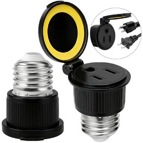 Onite 2-Pack Light Bulb Plug to Outlet Converter، 3-Prong Plug E26 محول المقبس مع غطاء الوجه مقاوم للماء للخارجية، الفناء، أضواء العطلات - 1250 واط كحد أقصى، قاعدة E26/E27، أبيض in Saudi Arabia