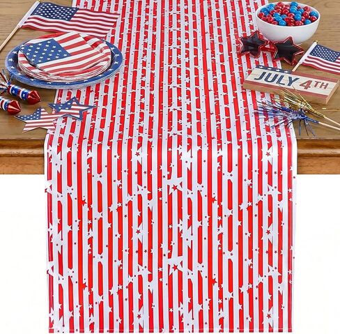 Independence Day Table Runner 4th of July Decoration 13x84inch American Flag Red White Striped Star Dresser Scarves Holiday Table Runners Party Celebration in Kuwait