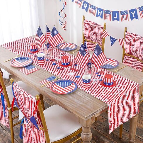 Independence Day Table Runner 4th of July Decoration 13x84inch American Flag Red White Striped Star Dresser Scarves Holiday Table Runners Party Celebration in Kuwait