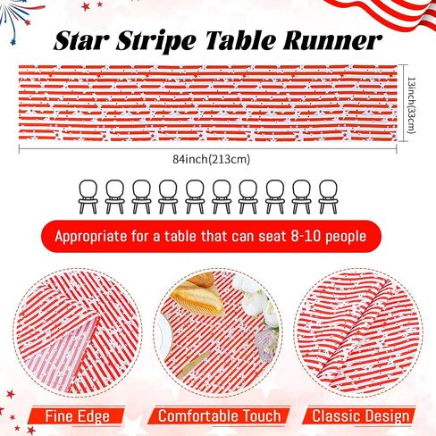 Independence Day Table Runner 4th of July Decoration 13x84inch American Flag Red White Striped Star Dresser Scarves Holiday Table Runners Party Celebration in Kuwait