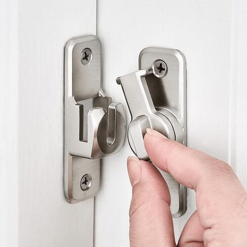 Heavy Duty Security Door Lock 1pc - Anti-Pry Bolt Lock with 90°/180° Adjustable Sliding Insert, Commercial Residential Grade, Manual Operation, Includes Screws，Black in Kuwait