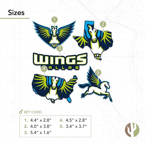 ملصق Desert Cactus Dallas Wings من WNBA للسيدات الرابطة الوطنية لكرة السلة مرخص رسميًا من الفينيل لزجاجة مياه للكمبيوتر المحمول ودفتر قصاصات السيارة (النوع 2-2) in Kuwait