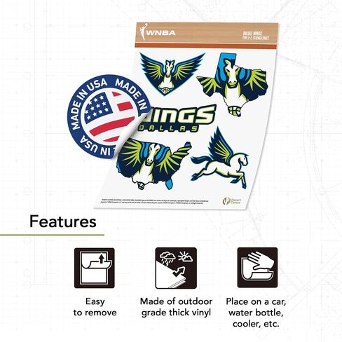 ملصق Desert Cactus Dallas Wings من WNBA للسيدات الرابطة الوطنية لكرة السلة مرخص رسميًا من الفينيل لزجاجة مياه للكمبيوتر المحمول ودفتر قصاصات السيارة (النوع 2-2) in Kuwait