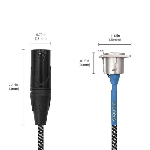 كابل أنثى بطول 2 قدم XLR ذكر إلى D - 3Pin XLR مع موصل من سبائك الزنك، كابل مضفر بأكمام زرقاء، طقم بدون لحام لمحول الإدخال المثبت على الرف (عبوة من قطعتين مع الأجهزة) in Kuwait