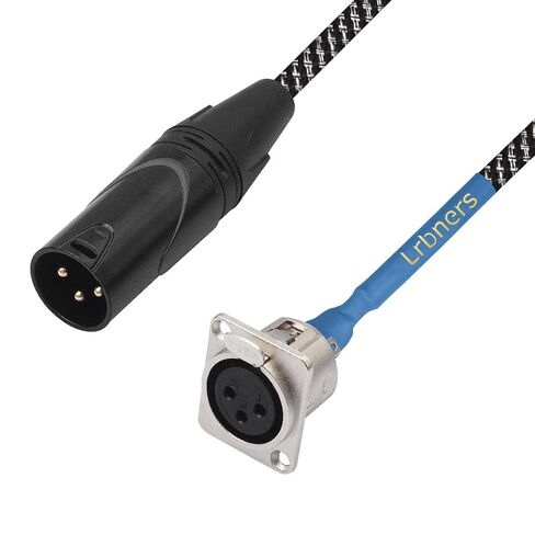 كابل أنثى بطول 2 قدم XLR ذكر إلى D - 3Pin XLR مع موصل من سبائك الزنك، كابل مضفر بأكمام زرقاء، طقم بدون لحام لمحول الإدخال المثبت على الرف (عبوة من قطعتين مع الأجهزة) in Kuwait