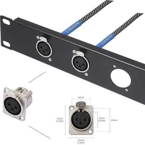كابل أنثى بطول 2 قدم XLR ذكر إلى D - 3Pin XLR مع موصل من سبائك الزنك، كابل مضفر بأكمام زرقاء، طقم بدون لحام لمحول الإدخال المثبت على الرف (عبوة من قطعتين مع الأجهزة) in Kuwait