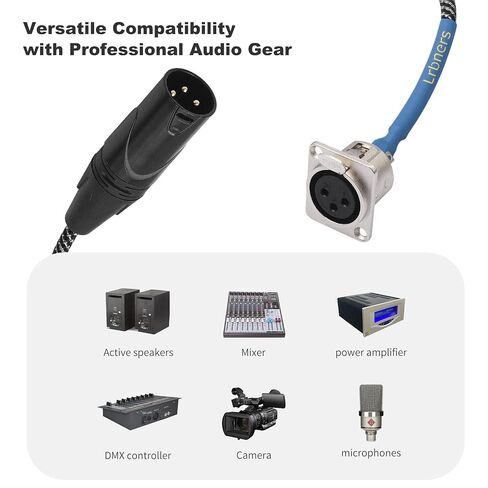 كابل أنثى بطول 2 قدم XLR ذكر إلى D - 3Pin XLR مع موصل من سبائك الزنك، كابل مضفر بأكمام زرقاء، طقم بدون لحام لمحول الإدخال المثبت على الرف (عبوة من قطعتين مع الأجهزة) in Kuwait