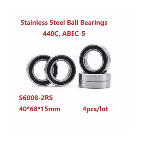 4pcs/lot ABEC-5 S6008RS S6008-2RS S6008 2RS RS 40x68x15mm Double Rubber Cover Stainless Steel Deep Groove Ball Bearing in Kuwait