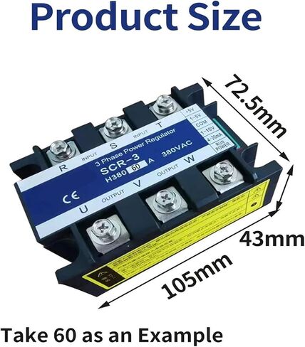 60A SCR-60A Three Phase Voltage Regulator Power Controller Module 0-10V 4-20mA 1-5V Potentiometer Control in Kuwait