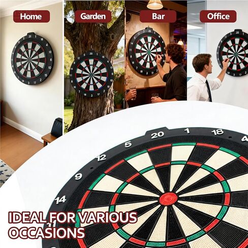 18 Inch Soft Tip Dart Board for Adults, Staple-Free Plastic Surface with 6 Aluminum Darts & 20 Extra Tips, Indoor/Outdoor Game Room Bar Dartboard Set in Kuwait