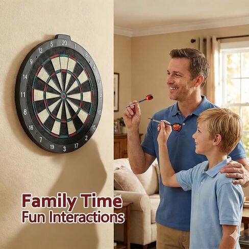 18 Inch Soft Tip Dart Board for Adults, Staple-Free Plastic Surface with 6 Aluminum Darts & 20 Extra Tips, Indoor/Outdoor Game Room Bar Dartboard Set in Kuwait