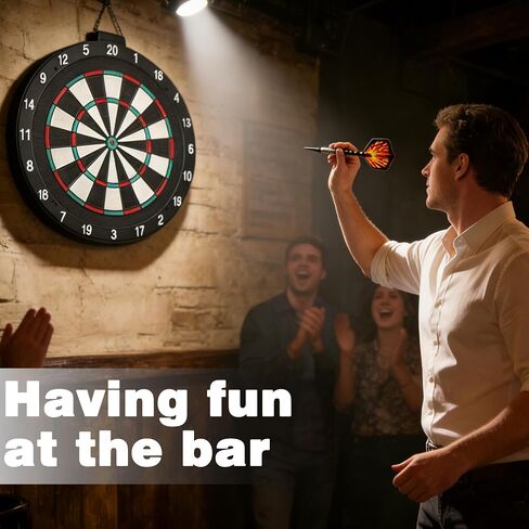 18 Inch Soft Tip Dart Board for Adults, Staple-Free Plastic Surface with 6 Aluminum Darts & 20 Extra Tips, Indoor/Outdoor Game Room Bar Dartboard Set in Kuwait