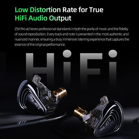 KZ ZSX Pro – 5BA+1DD 6 Driver Hybrid in-Ear HiFi Earphones, in Ear Earbuds, in-Ears Headphones for Audiophile Musicians (Without mic, Black) in Saudi Arabia