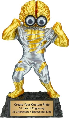 Decade Awards Personalized Golden Brain Monster Trophy - Funny Science & Gaming 3D Award for STEM, Esports, Robotics & School Competitions - Customize Now (7 Inch) in Kuwait