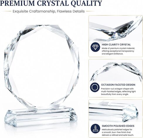 Mipcase Crystal Award Plaque Blank 4.32 in Engravable Trophy | Personalized Octagon Engravable Glass Trophy for Engravable Employee Recognition Corporate School Awards Appreciation Gift in Kuwait
