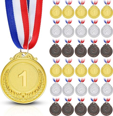 30Pcs Gold Silver Bronze Medals for Kids,1st 2nd 3rd Place Medals with Neck Ribbon Medals for Awards for Kids Adults Sports Competitions Tournaments Party,2 Inch in Kuwait