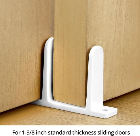 QWORK Sliding Closet Door Floor Guides, 4 Pack Universal ABS Bottom Guide for 1-3/8 Inch Thick Sliding Doors – White Closet Door Guides with Screws for Cabinet, Bathroom, and Kitchen Doors in Kuwait