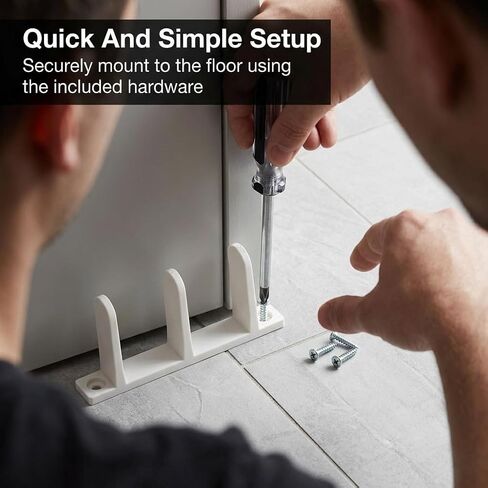 QWORK Sliding Closet Door Floor Guides, 4 Pack Universal ABS Bottom Guide for 1-3/8 Inch Thick Sliding Doors – White Closet Door Guides with Screws for Cabinet, Bathroom, and Kitchen Doors in Kuwait