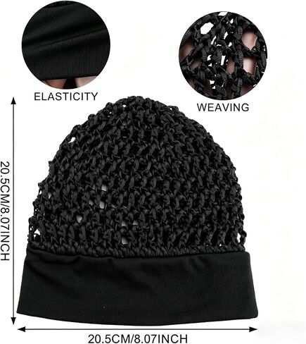 2 Pack Comfortable Hair Nets for Sleeping Women Elastic Knit Hair Net Stretchy Elastic No Marks Comfortable Hair Nets, Breathable Hair Wrap Net for Hair Protection(Black) in Kuwait