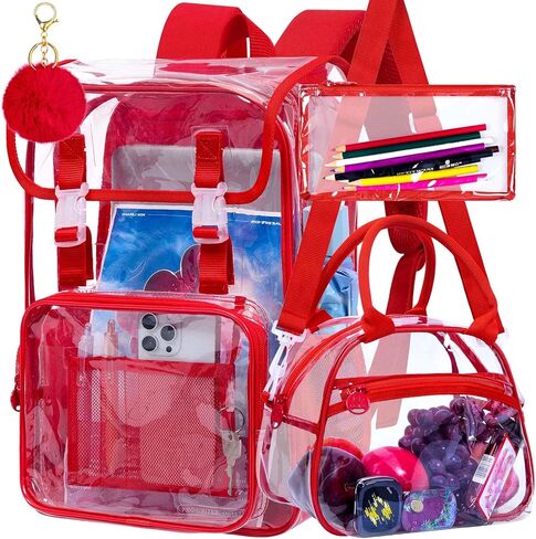 Clear Backpack, Stadium Approved Transparent Bookbag for Girls Boys, Heavy Duty PVC See Through Backpack for Women Men in Saudi Arabia