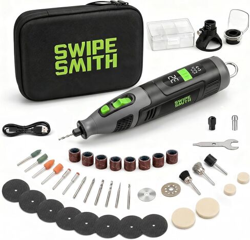 12V Power Rotary Tools, 8000~32000RPM, 2.5Ah Cordless Rotary Tool Kit with LCD Display, 40pcs Accessories, Variable Speed for Grinding, Cutting, Wood Carving, Sanding, Engraving, DIY, Woodworking in Kuwait