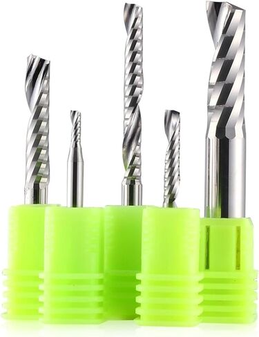 10pcs/Set Single Flute Aluminium End Mills 3.175-12mm O Up Cut Spiral CNC Router Bit Wood Milling Cutter for Aluminum(3.175x1.5x10x38L) in Kuwait