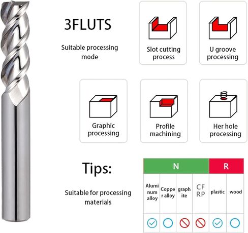 CNC Carbide End Mills Solid Mill 2 3 4 Flute Tungsten Spiral Router Bits Bit HRC50 55 65 in Kuwait