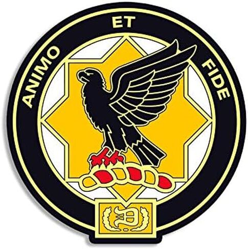 Round 1st Cavalry Regiment Seal Ammo Et Fide Sticker (First anmo et Fide Logo Eagle Vinyl Decal for car Truck or Laptop (3 inch) U.S. Army Licensed in Saudi Arabia