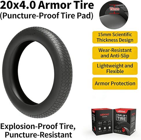 20x4 Bike Tire,20x4 Inch Armour Protector with Inner Tube for Fat Tire E Bike,Gravel Bike Stops Thorns Goatheads No Flat Liner in Kuwait