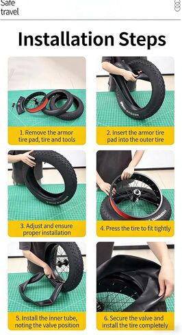 20x4 Bike Tire,20x4 Inch Armour Protector with Inner Tube for Fat Tire E Bike,Gravel Bike Stops Thorns Goatheads No Flat Liner in Kuwait