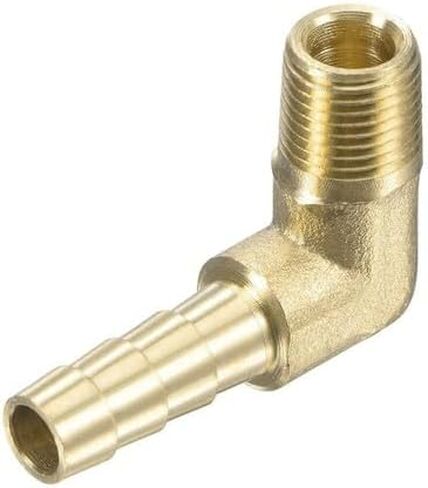 2-Pack Brass 1/4" Hose Barb to 1/8" NPT Male Elbow Fitting, 90° Gas Fuel Water Line Connector, Corrosion-Resistant in Kuwait