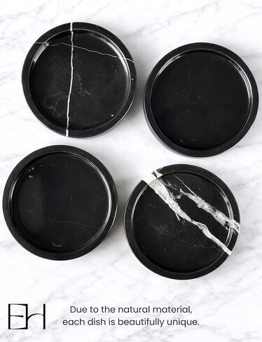 Marble Tray - 6" Jewelry Dish & Vanity Decor, Natural Stone Tray for Bathroom Kitchen Countertop, Small Trinket & Ring Organizer for Brides & Home (Black Marquina Round) in Saudi Arabia