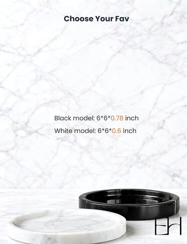 Marble Tray - 6" Jewelry Dish & Vanity Decor, Natural Stone Tray for Bathroom Kitchen Countertop, Small Trinket & Ring Organizer for Brides & Home (Black Marquina Round) in Saudi Arabia