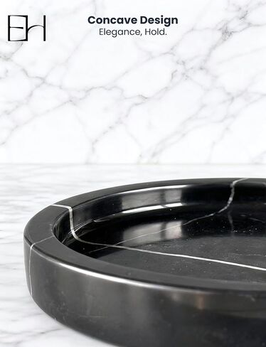 Marble Tray - 6" Jewelry Dish & Vanity Decor, Natural Stone Tray for Bathroom Kitchen Countertop, Small Trinket & Ring Organizer for Brides & Home (Black Marquina Round) in Saudi Arabia