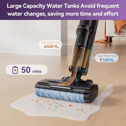 Wet Dry Vacuum Cleaner 16,000Pa,50Mins Runtime Cleaning Area 3,013 ft²,Cordless Vacuum Cleaner, Cordless Vacuum and Mop All in One,for Hard Floors Sticky Messes and Pet Hair,H15 Set in Saudi Arabia
