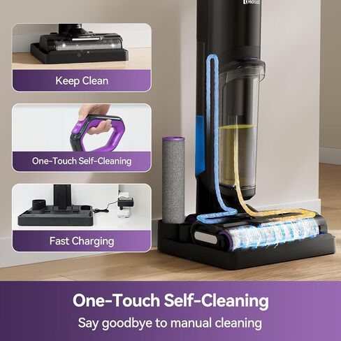 Wet Dry Vacuum Cleaner 16,000Pa,50Mins Runtime Cleaning Area 3,013 ft²,Cordless Vacuum Cleaner, Cordless Vacuum and Mop All in One,for Hard Floors Sticky Messes and Pet Hair,H15 Set in Saudi Arabia
