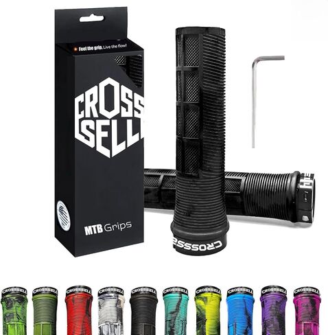 Dual Color MTB Grips - Single Lock-On Bike Handlebar Grips for Mountain Bike, BMX & E-Bike - Non-Slip Shock Absorbing Bicycle Grips for 22.2mm Bars - [12 Colors] in Kuwait