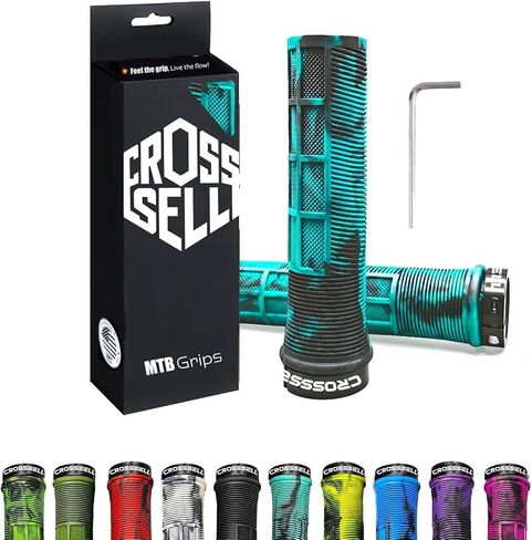 Dual Color MTB Grips - Single Lock-On Bike Handlebar Grips for Mountain Bike, BMX & E-Bike - Non-Slip Shock Absorbing Bicycle Grips for 22.2mm Bars - [12 Colors] in Kuwait