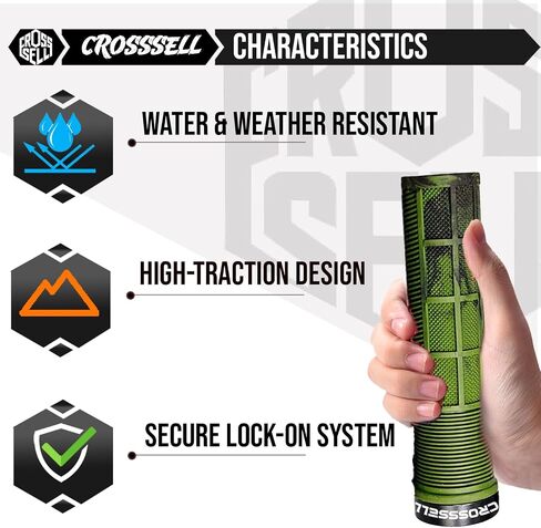 Dual Color MTB Grips - Single Lock-On Bike Handlebar Grips for Mountain Bike, BMX & E-Bike - Non-Slip Shock Absorbing Bicycle Grips for 22.2mm Bars - [12 Colors] in Kuwait